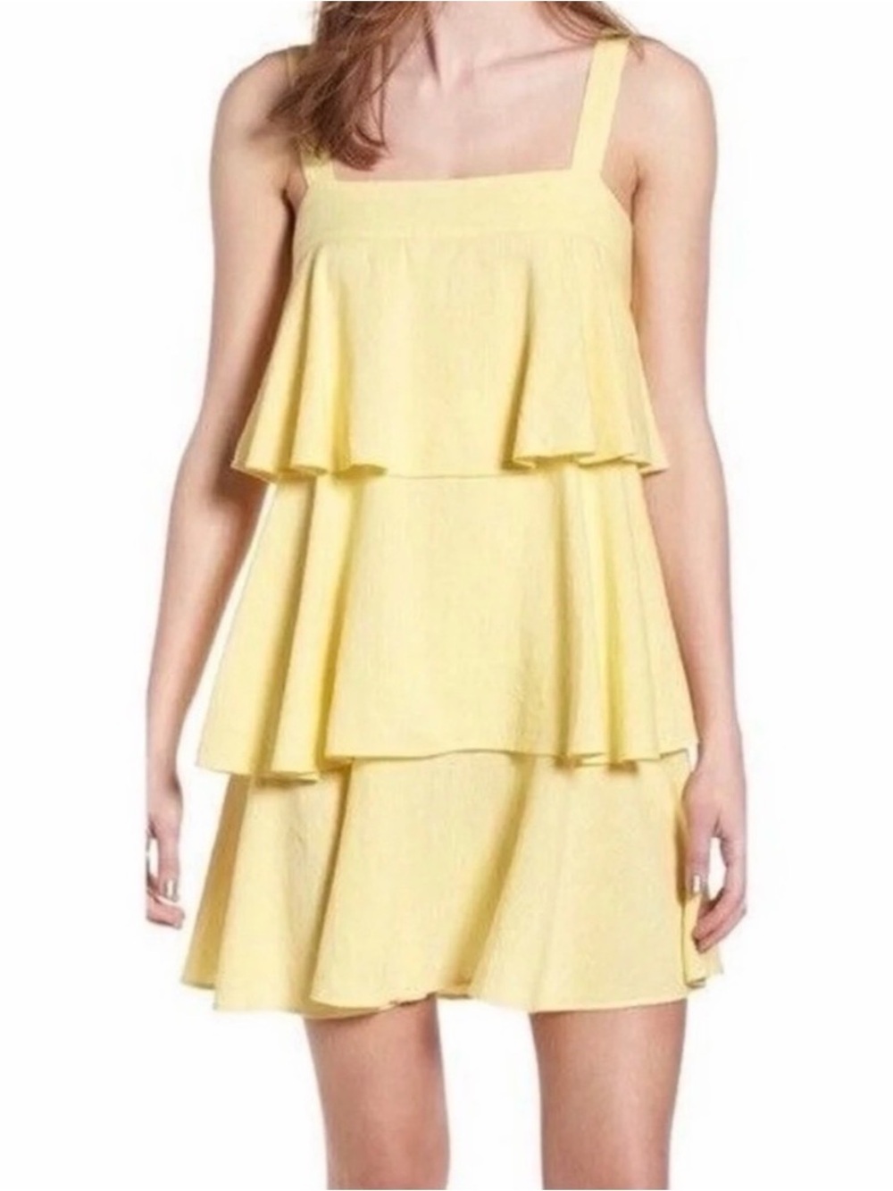 bp Yellow Tiered Mini Dress